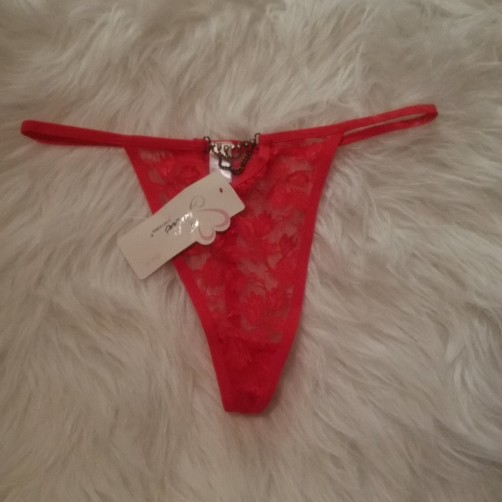 JOLIE INTIMATES RED FLORAL THONG